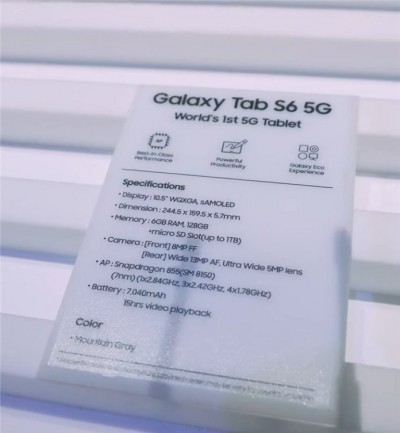 Samsung Galaxy Tab S6 5G Specs sheet leaks