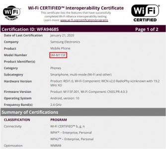 Galaxy M11 and M31 certifications