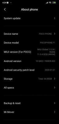 Pocophone F1 Android 10