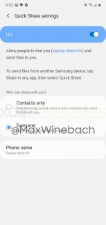 Screenshots of Samsung's Quick Share feature