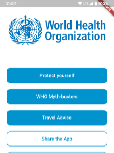 front page of the WHO MyHealth