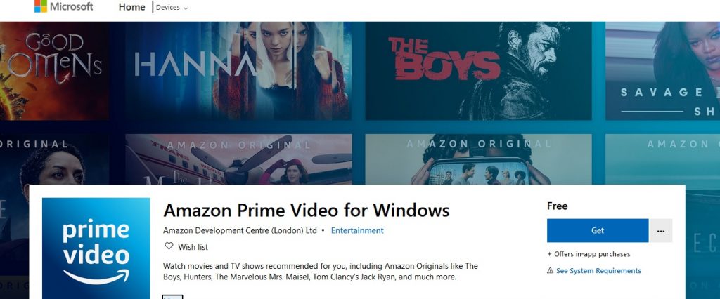 Amazon Prime Video app for Windows 10