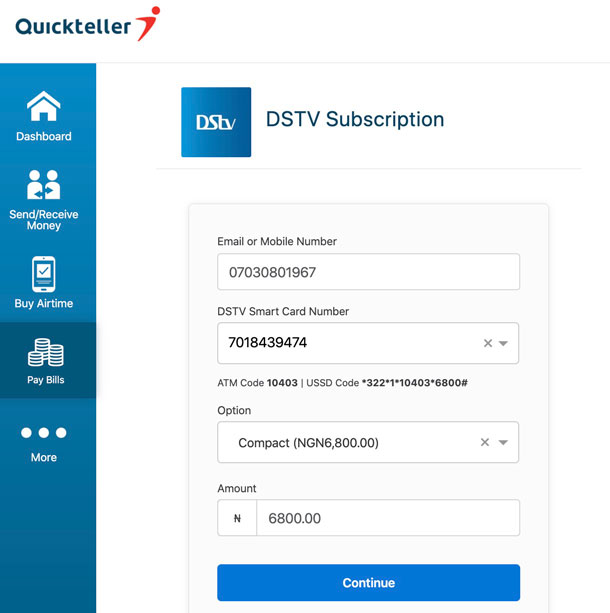 Quickteller DSTV