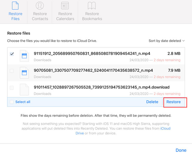 how to recover deleted files from iCloud