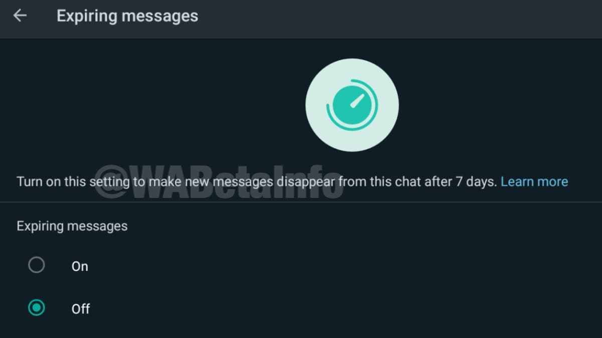 whatsapp expiring messages feature screenshot wabetainfo WhatsApp