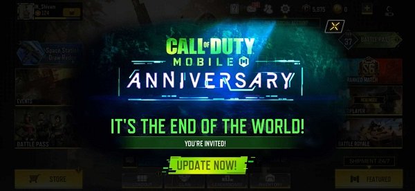 Call of Duty Mobile first anniversary update invitation