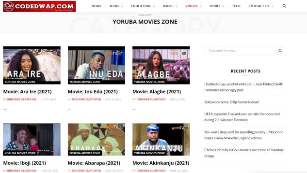 codedwapng - website to download yoruba movies
